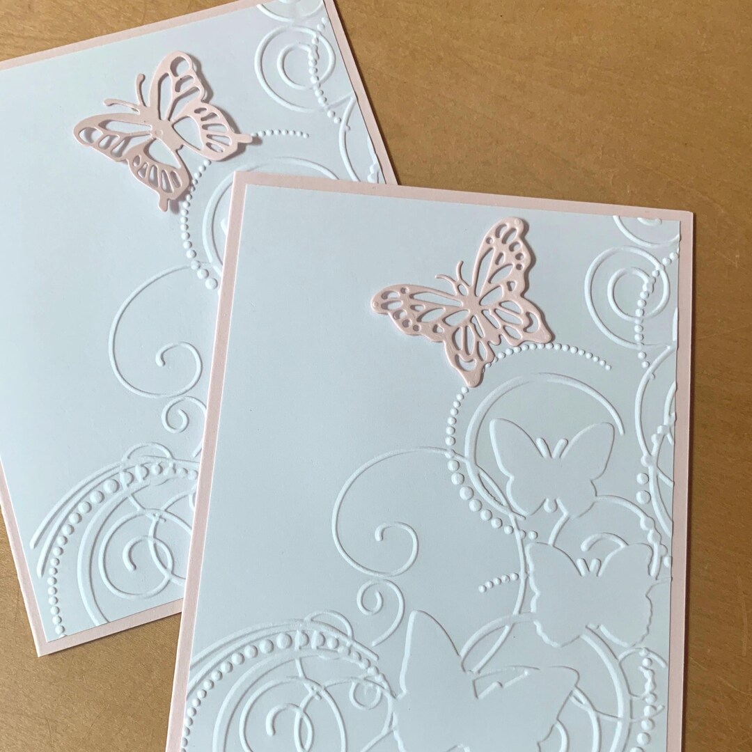 2 Handmade Embossed Butterfly Cards: Blank Note Cards, Any Occasion - Etsy