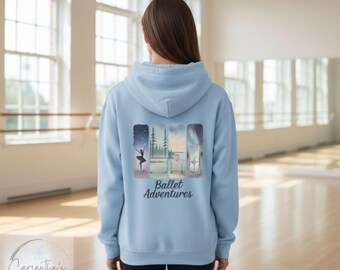 Ballet Adventures Youth Sweatshirt Ballet Gift for Girls Dance Lover Hoodie Ballerina Hoodie for Young Dancers and Dance Moms, Gifting/daily