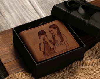 Personalisierte Leder Geldbörse für Papa – Personalisierte Leder Geldbörse mit Bild, Geburtstagsgeschenk für Papa, ein einzigartiges Geschenk für Papa