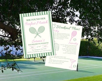Tennis Bachelorette Invitation & Itinerary Template (Digital Download)