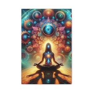 Meditative Canvas Art, Mystic Wall Decor, Yoga Artwork, Spiritual Home Decor, Vibrant Meditation Inspiration