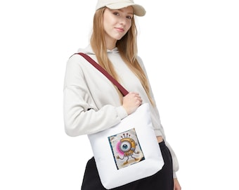 Bolsa de mano retro con robot / Ilustración de monstruo cíclope tuerto