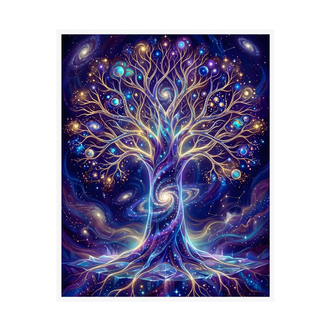 Celestial Tree of Life Wall Art, Cosmic Galaxy Print, Mystical ...