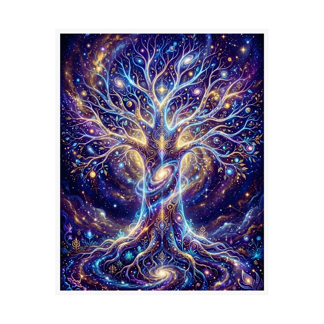 Celestial Tree of Life Wall Art, Cosmic Galaxy Print, Mystical Universe ...