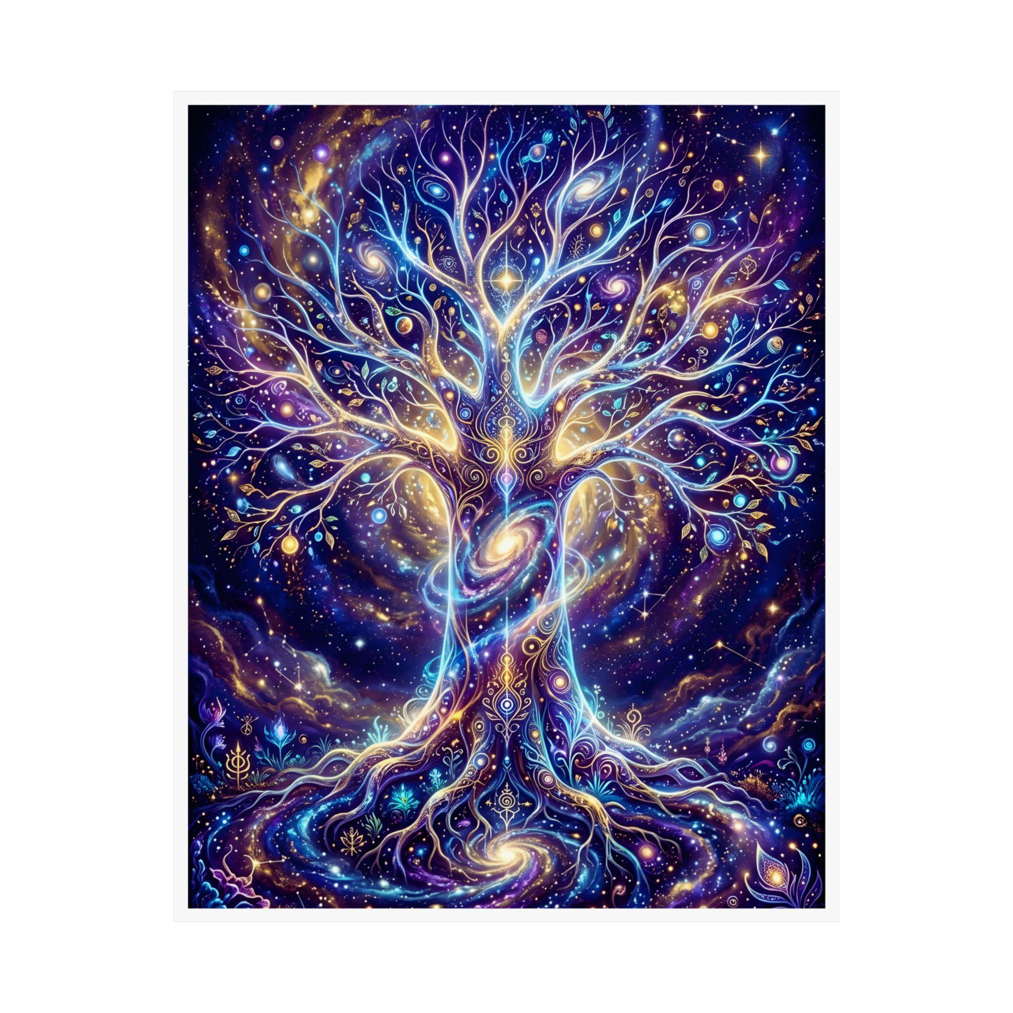 Celestial Tree of Life Wall Art, Cosmic Galaxy Print, Mystical Universe ...