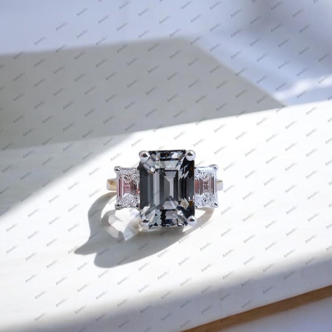 AAA 2CT グレースピネル エンゲージリング エメラルドカット グレースピネルリング グレースピネル トリロジーリング プロミスリング 結婚指輪  - Etsy 日本