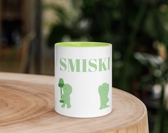 Smiski Ceramic Mug: Green Accent, Tea & Coffee Cup