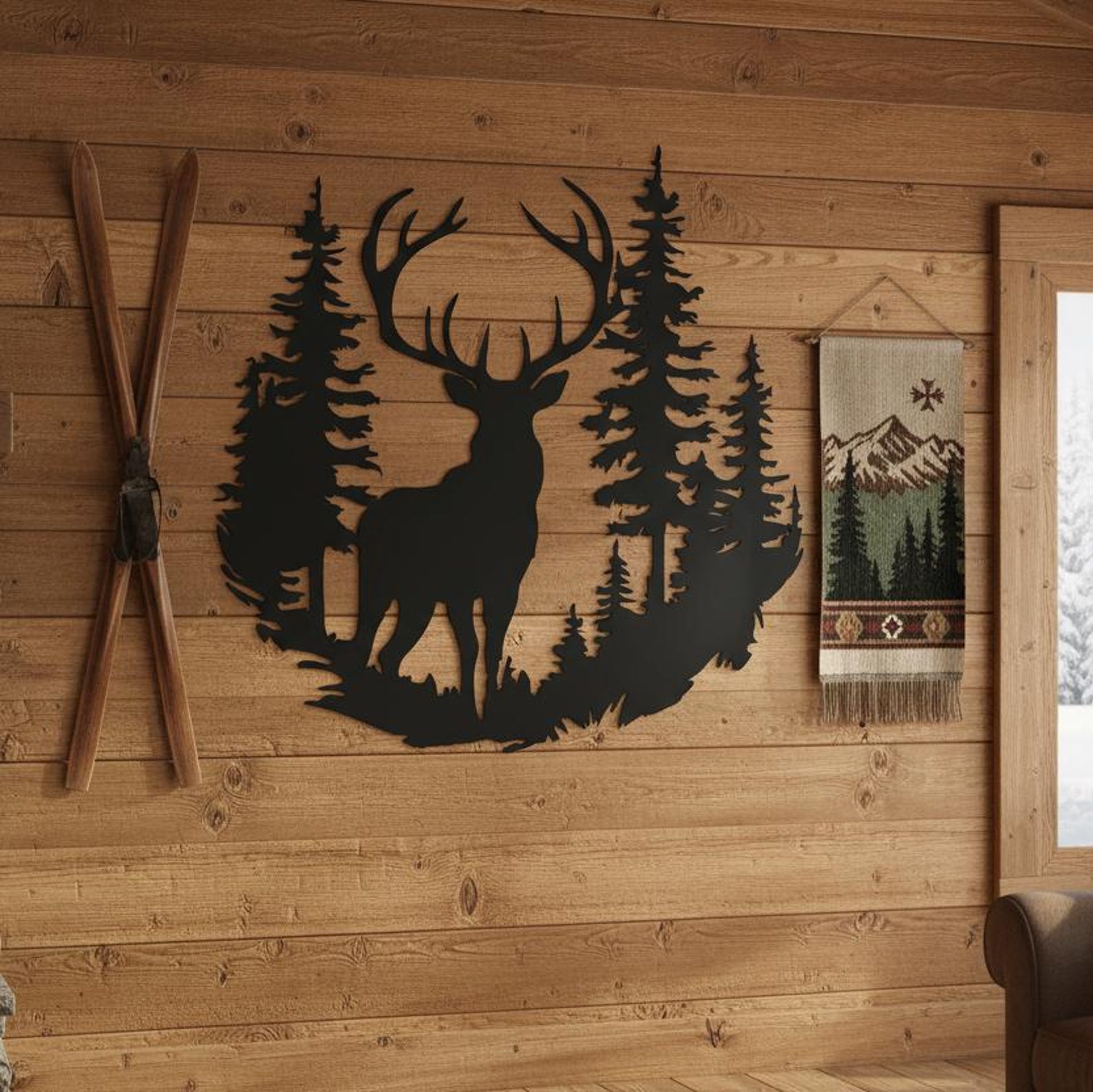 Woodland Forest Wall Art,deer Metal Decor,cabin Wall Deer Sign,rustic ...