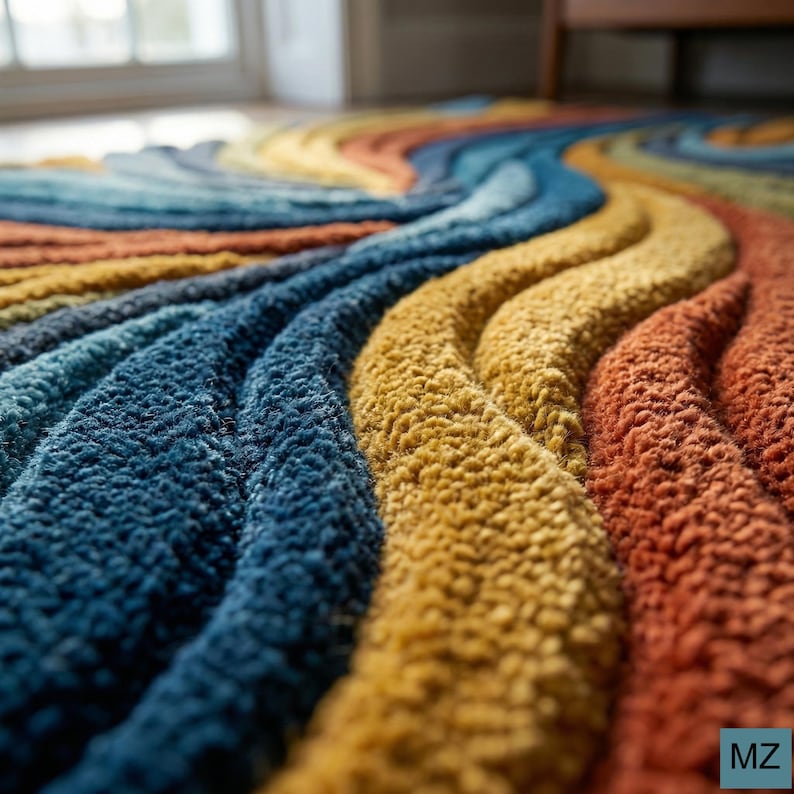 Hand Tufted Wool Rug | Modern Abstract 3D Sculpted Wave Design - Etsy ...