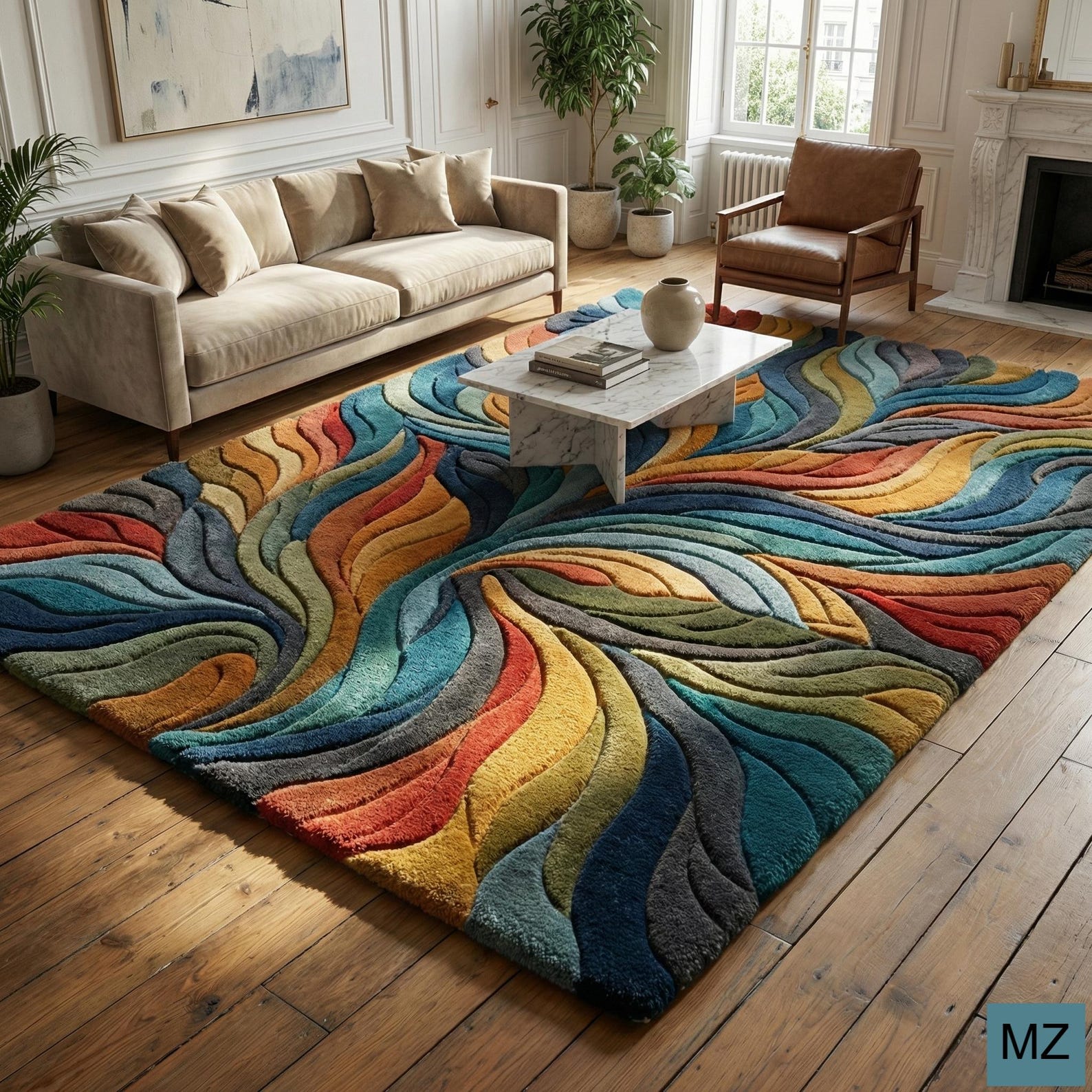 3d Tuffted Rug Hand Tufted Wool Rug | Modern Abstract 3D Sculpted Wave Design - Etsy ...