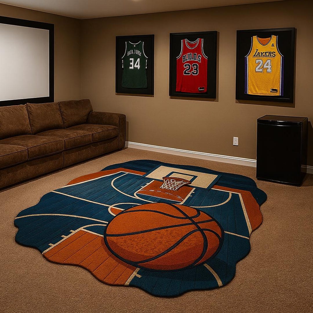 Basketball 3 Point Line Rug 3D Basketball Court Rug – Hand Tufted Wool Area Rug - Etsy