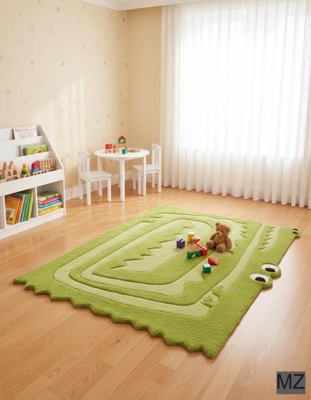 Hand-tufted Wool Crocodile Rug | Green Animal Nursery Decor - Etsy