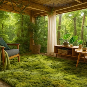 Handmade Moss Rug - Realistic Green 3D Forest Carpet for Cozy Home Decor Unique Gift for Nature Lovers