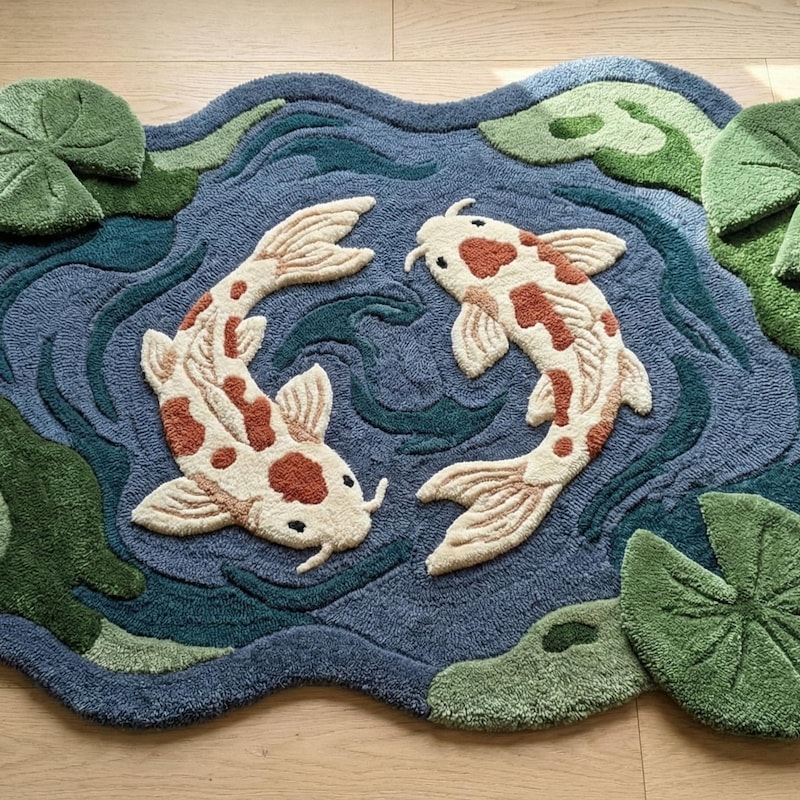 Fish Tuft Rug Hand Tufted Koi Fish Rug - Etsy UK