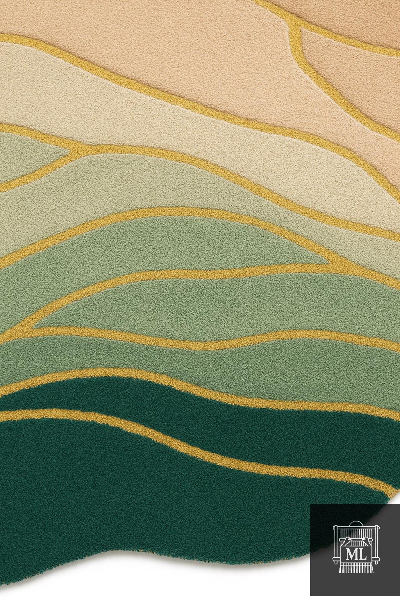 Irregular Shape Hand Tufted Abstract Wool Rug Coastal Ombre Luxurious ...