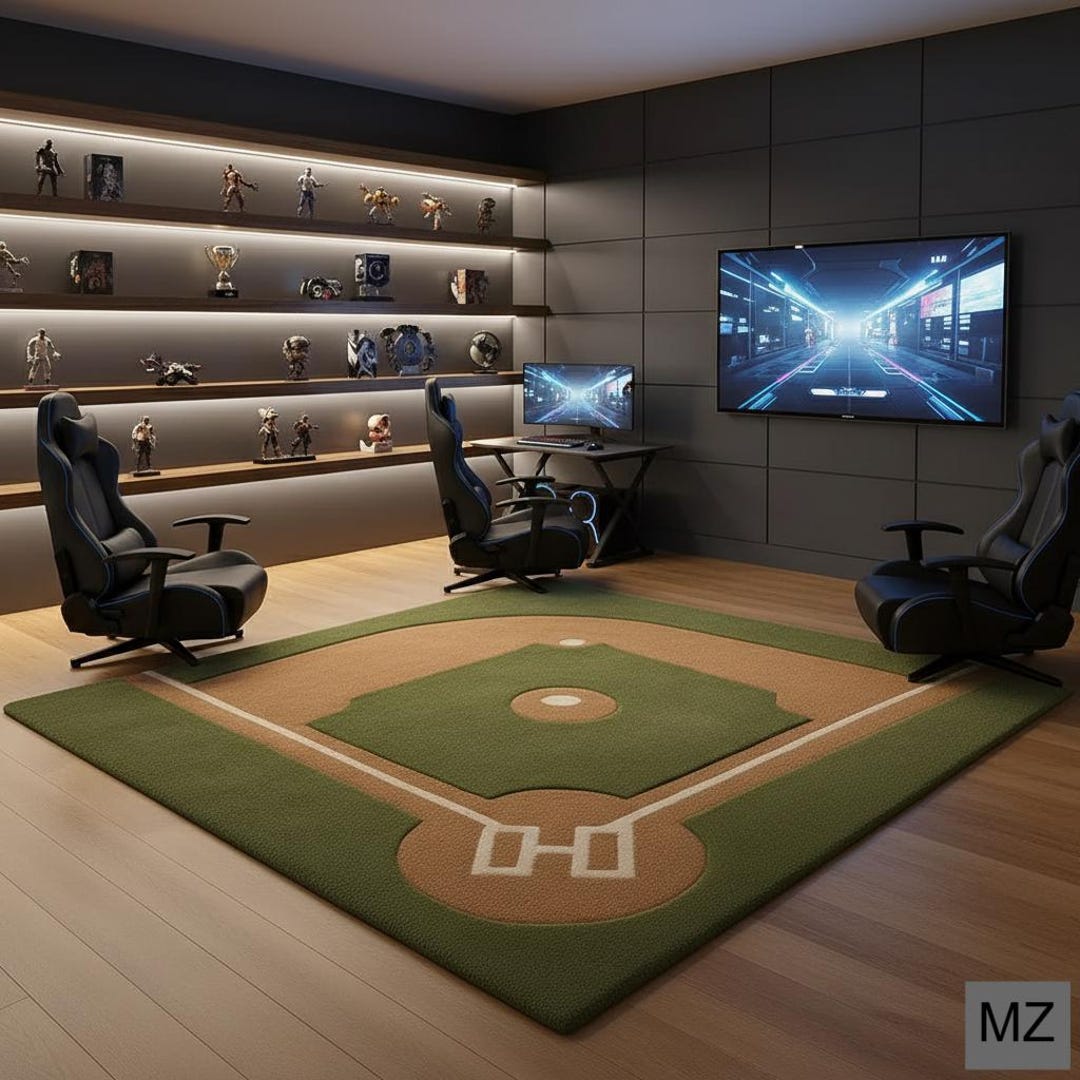 Baseball Fan Gift | Hand-tufted Wool Rug for Kids Room Decor & Sports ...