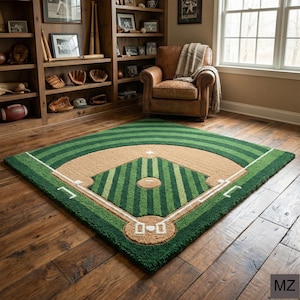 Baseball Feldteppich - Wollsport-Thema Teppich für Kinderzimmer