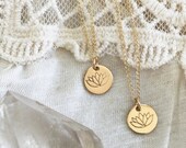 Small Lotus Flower Necklace - Lotus disc necklace, 14k gold filled, yoga jewelry, lily charm, lotus charm necklace, gold lotus necklace