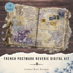 French Postmark Reverie junk journal kit, Vintage Printables (Digital Download)