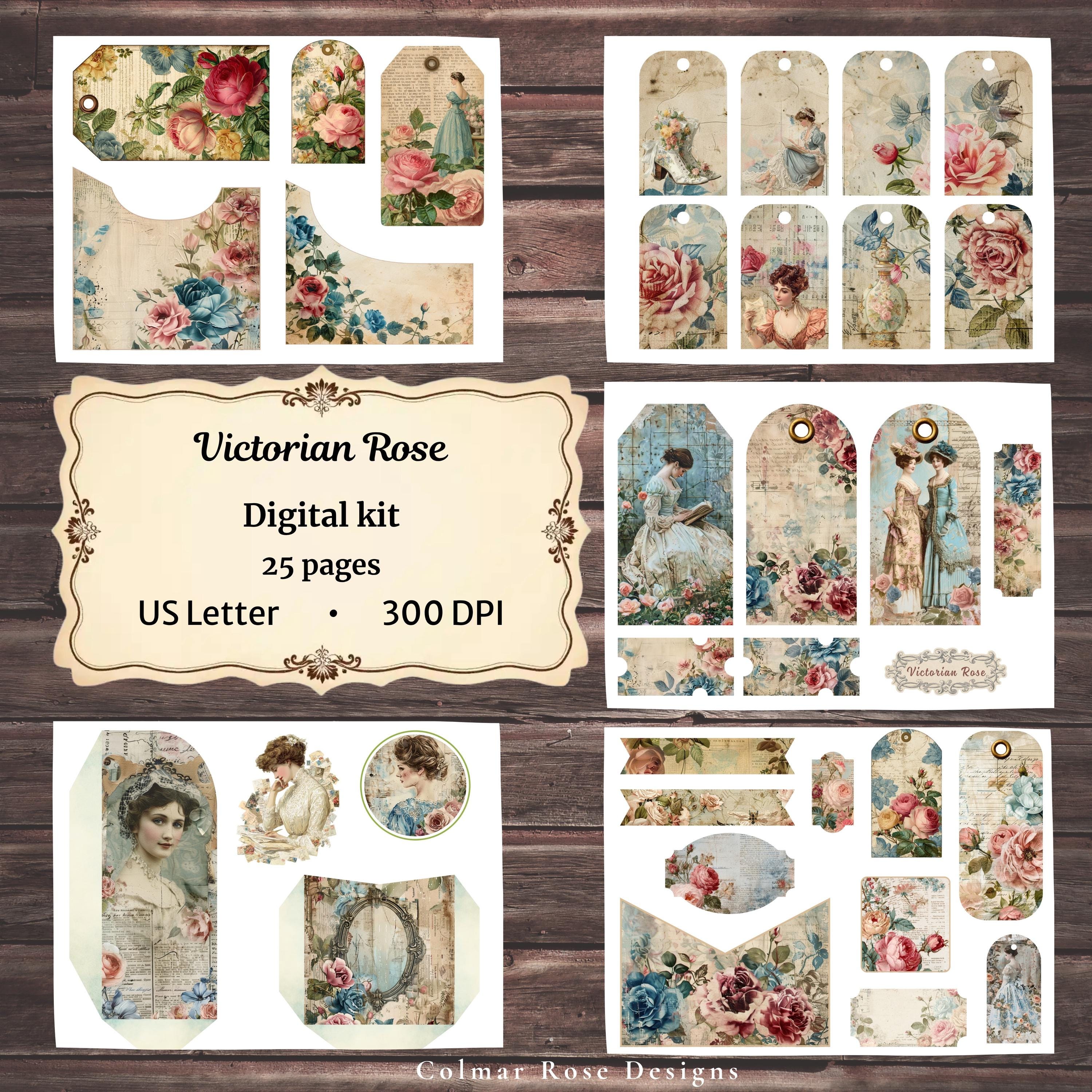 Victorian Rose Junk Journal Kit | Shabby Chic Floral Ephemera - Etsy