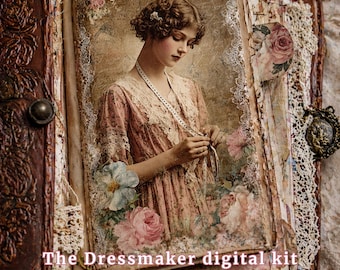 The Dressmaker Junk Journal Kit – Vintage Sewing Ephemera – 37 Printable Pages
