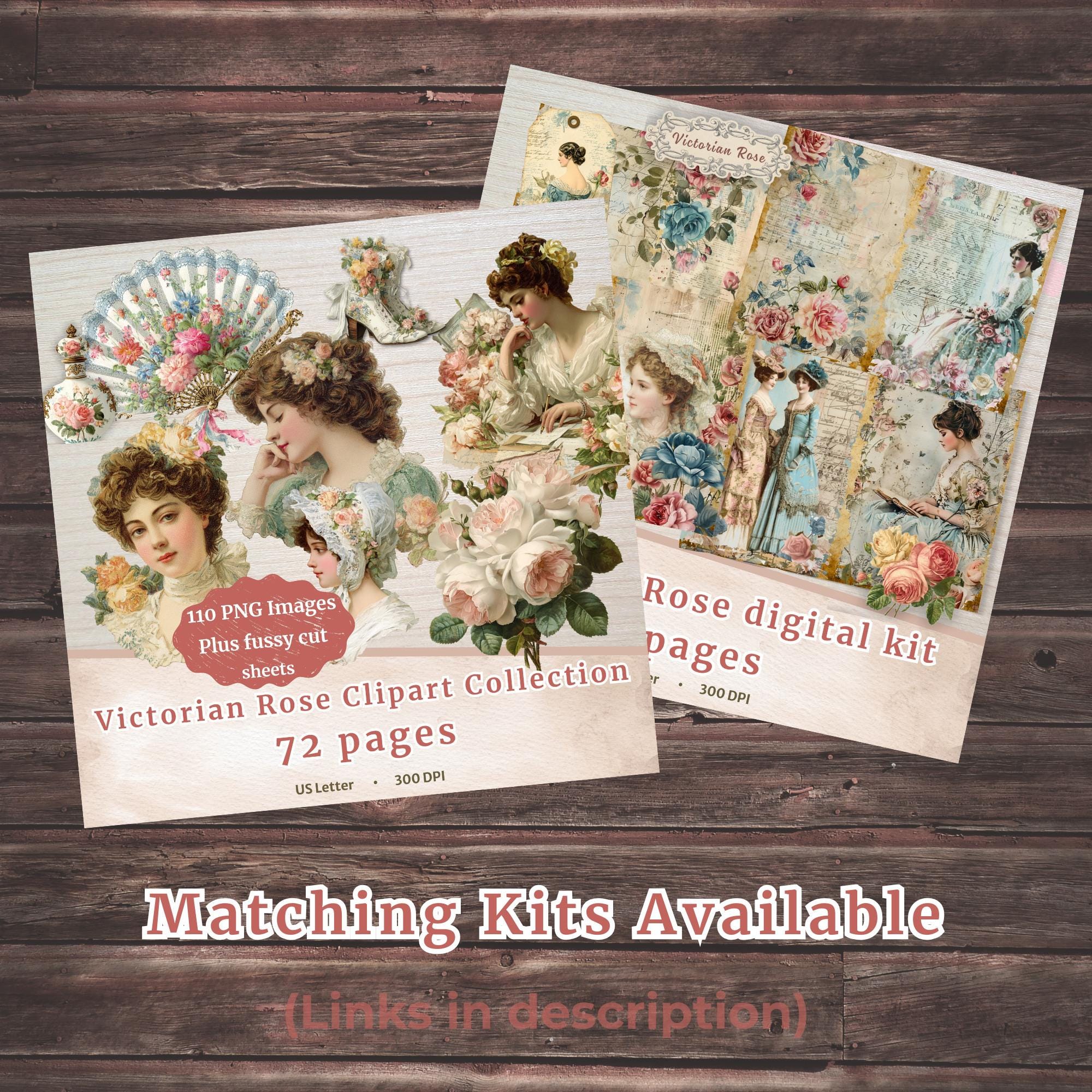 Victorian Rose Digital Papers | Shabby Chic Floral Backgrounds (digital ...