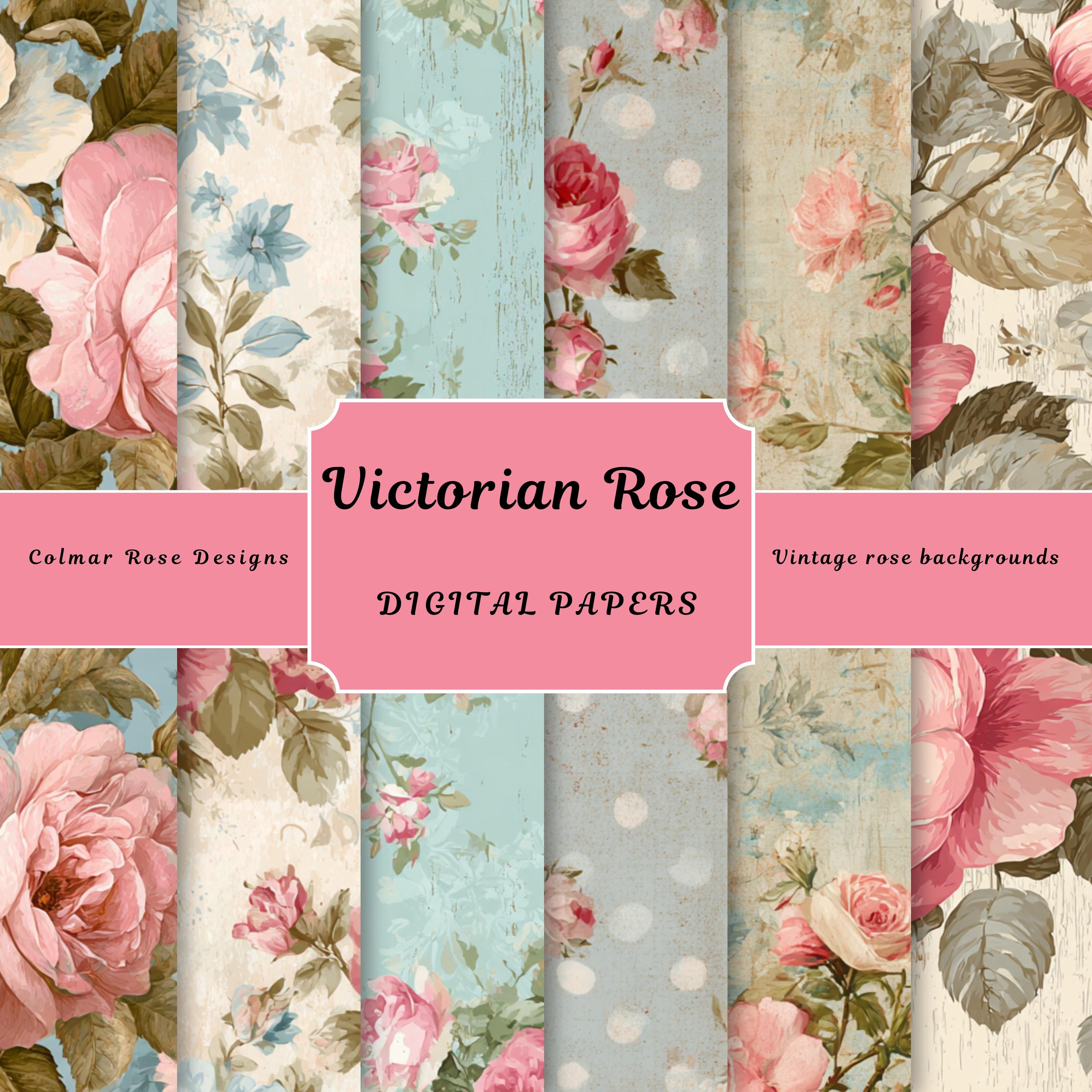 Victorian Rose Digital Papers | Shabby Chic Floral Backgrounds (digital ...