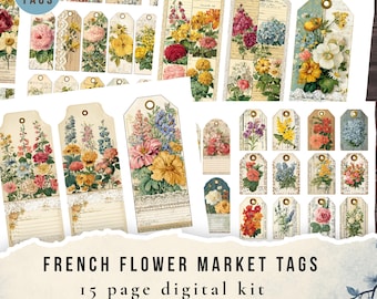 French Flower Market 150 Tags Pack (Digital Download)