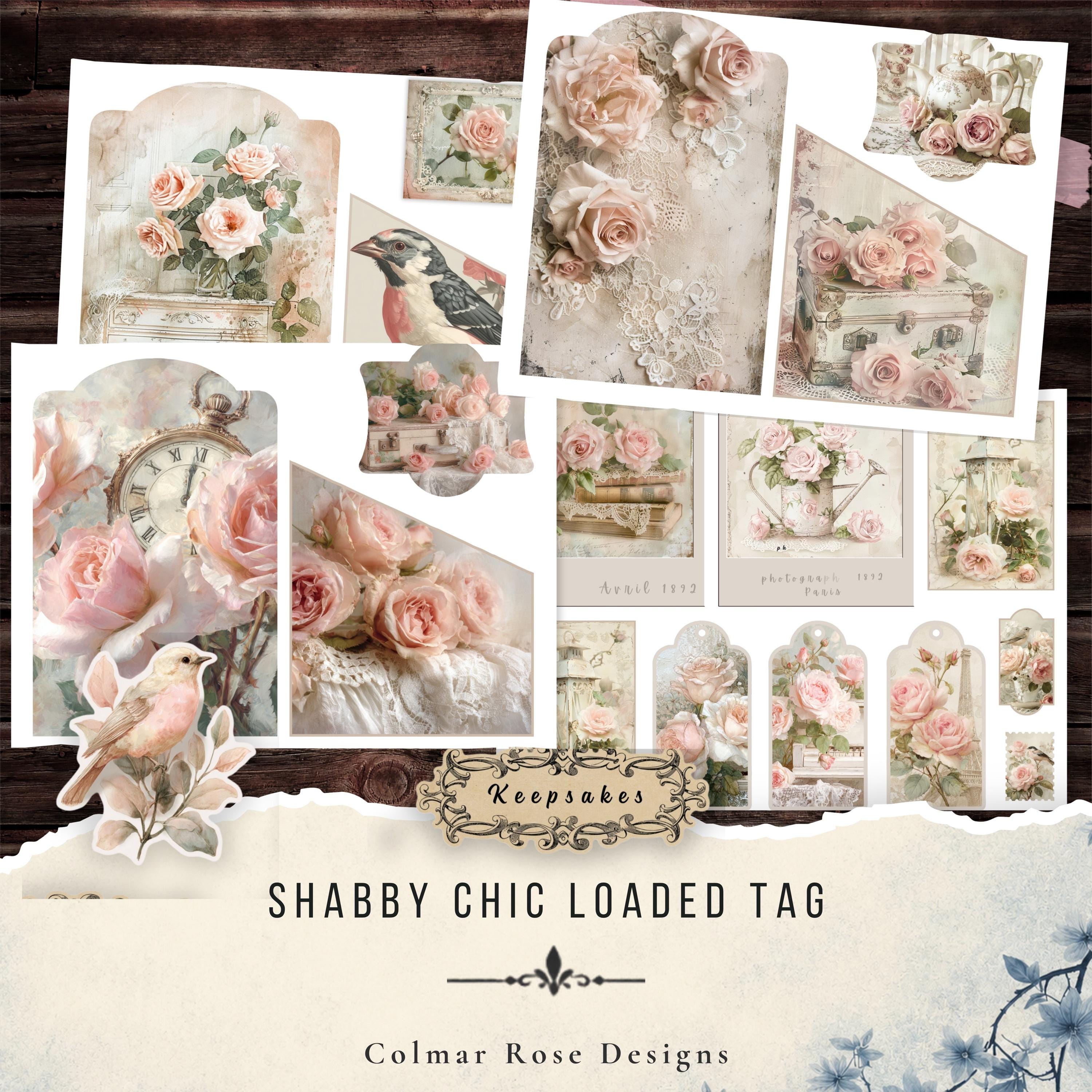 Shabby Chic Loaded Tag Kit, Junk Journal Ephemera, Vintage Rose Pockets ...