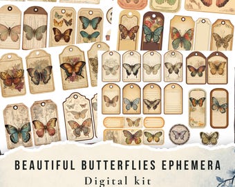 Vintage Butterflies Ephemera Pack (Digital Download) – Junk Journal Supplies