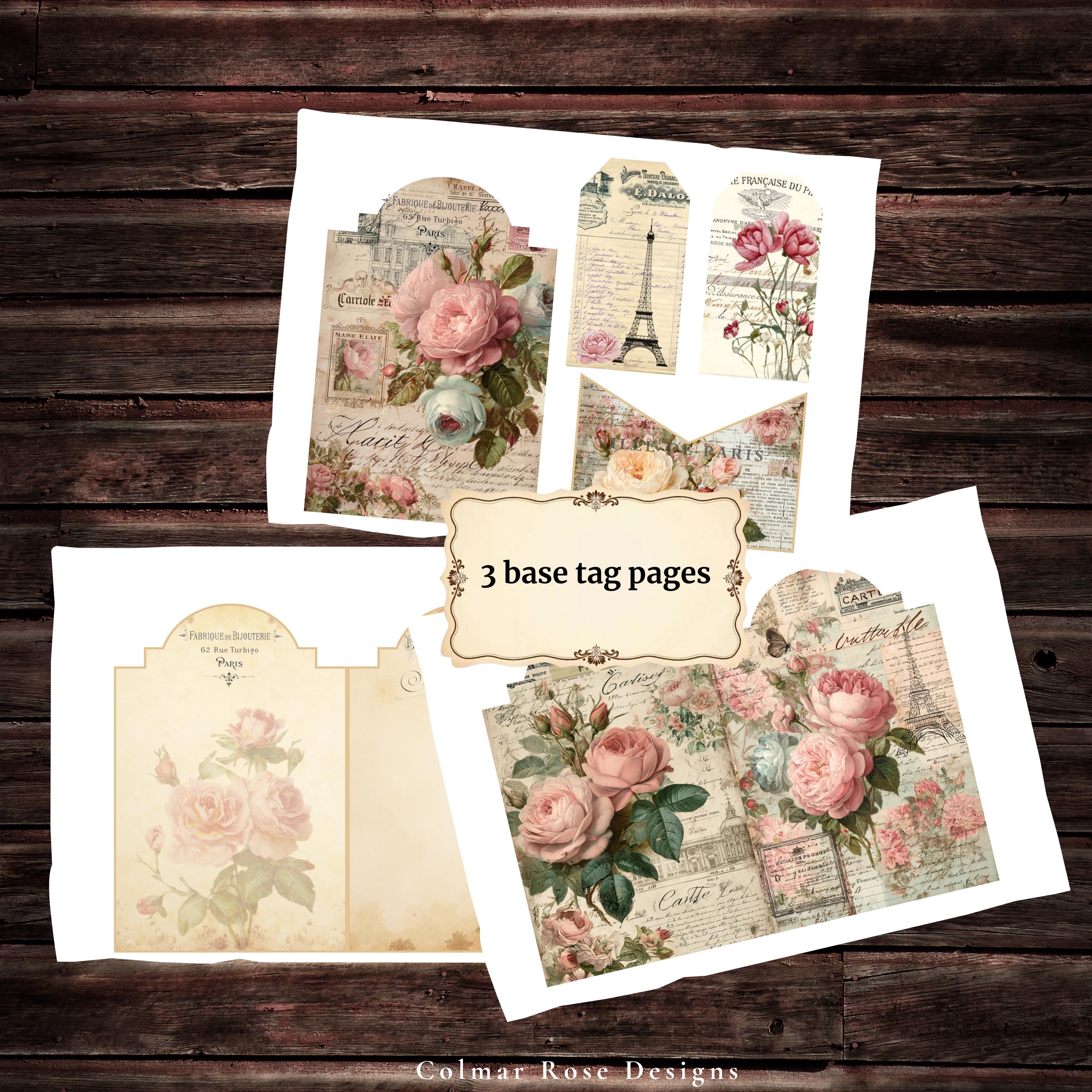 French Shabby Chic Loaded Tag Kit, Printable Ephemera Pages - Etsy