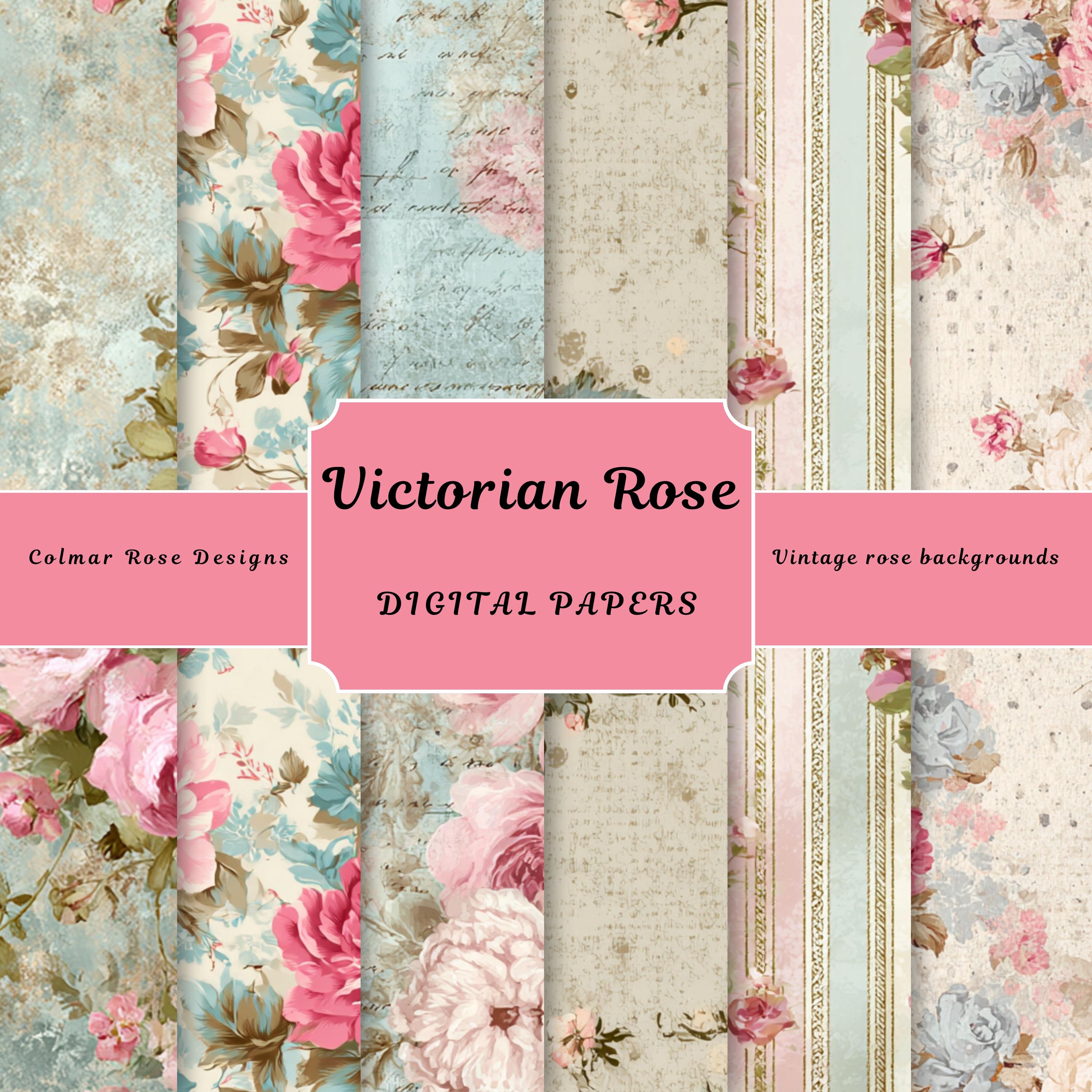 Victorian Rose Digital Papers | Shabby Chic Floral Backgrounds (digital ...