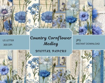 Country Cornflower Medley Paper Pack (Digital Download)