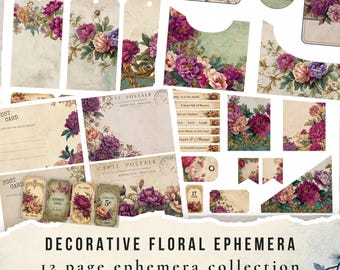 Decorative Floral Ephemera, Ephemera Collection (Digital Download)
