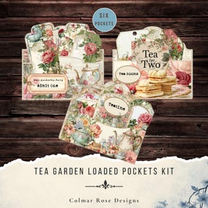 Tea Garden Loaded Pockets kit, 58 stuks, Junk Journal Ephemera Collection