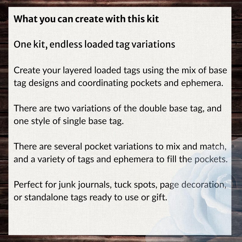 French Shabby Chic Loaded Tag Kit, Printable Ephemera Pages - Etsy