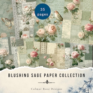 Pacchetto di carta Blushing Sage. 35 pagine. (Download digitale)