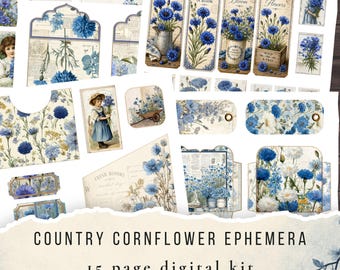 Country Cornflower Ephemera Pack (Digital Download)