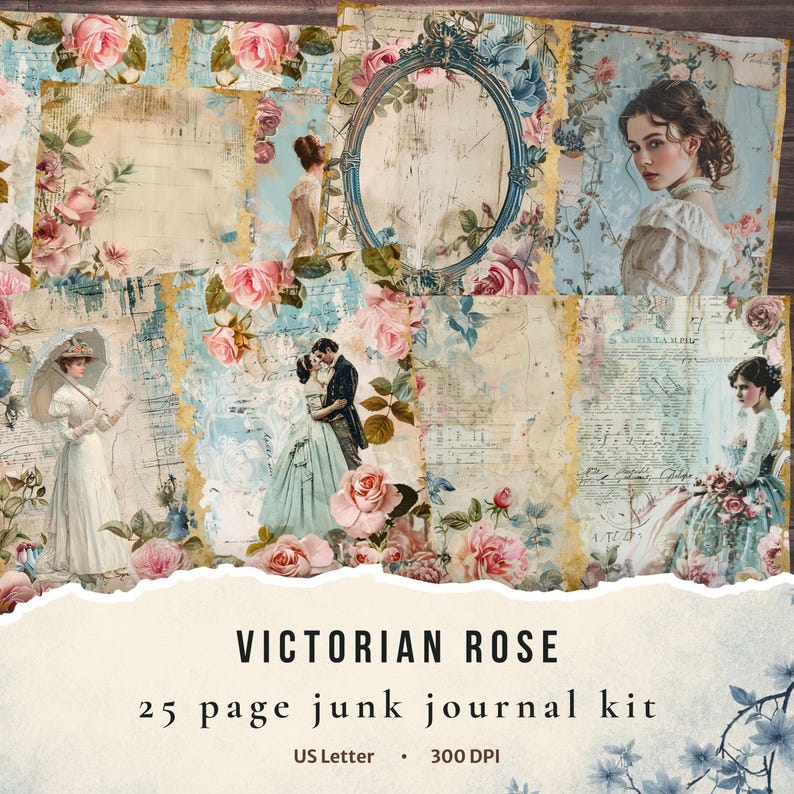 Victorian Rose Junk Journal Kit | Shabby Chic Floral Collection - Etsy
