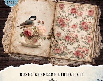 Roses Keepsake digital kit, 22 Printable Pages (Digital download)