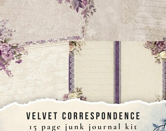 Velvet Correspondence digital kit, Purple writing papers (Digital Download)