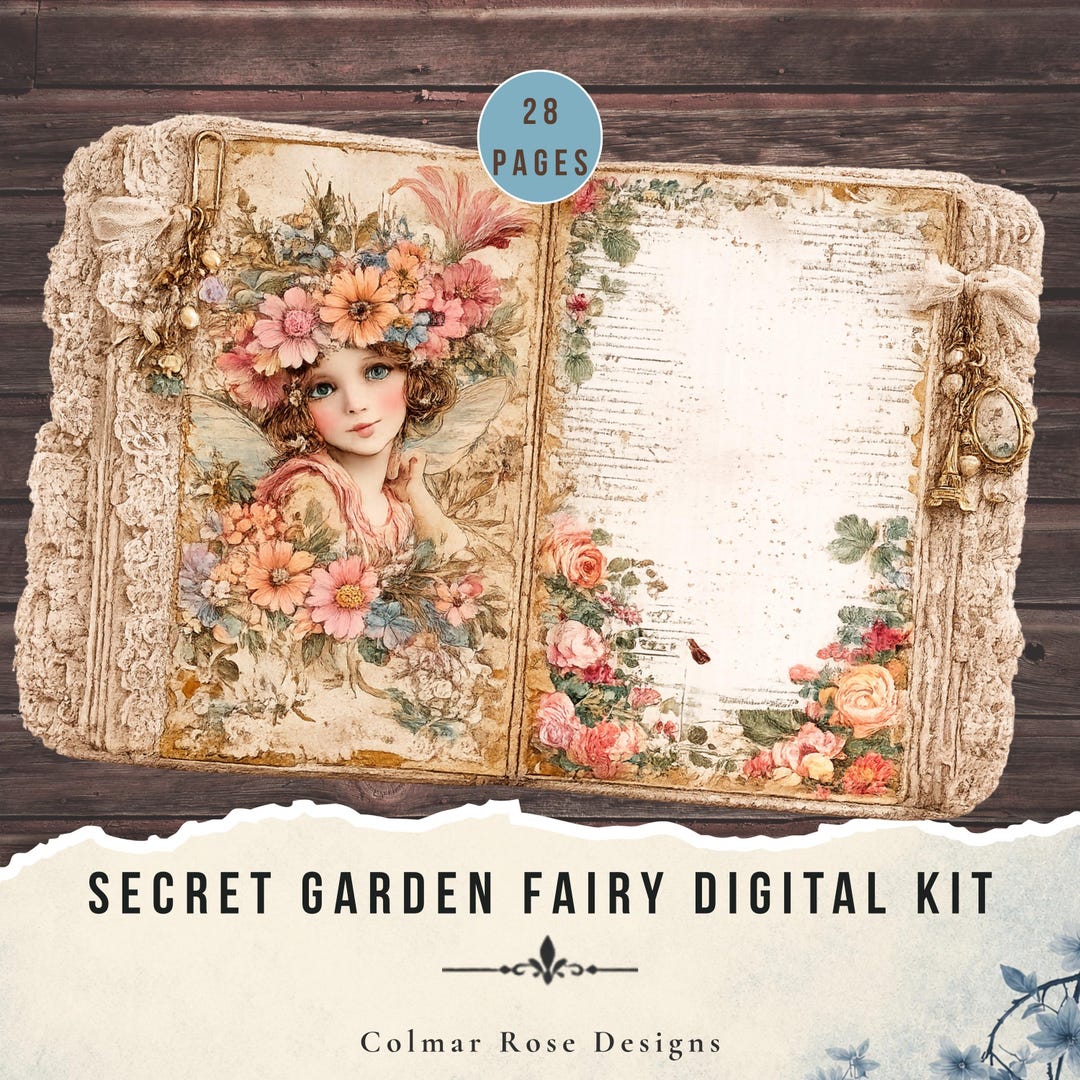 Secret Garden Fairies Junk Journal Kit – 28 Vintage Botanical Fairy ...