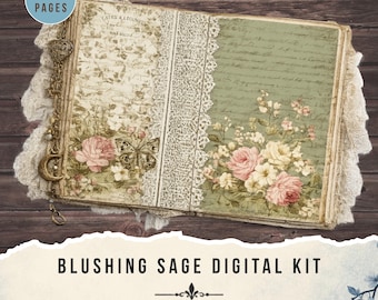 Blushing Sage digital kit, 36 Printable Pages (Digital download)