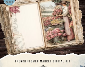 French Flower Market junk journal kit (Digital Download)