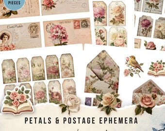 Petals & Postage Ephemera Collection, 300+ Pieces. Postcards, tags, envelopes, postage  (Digital download)