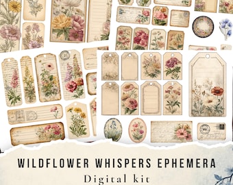 Wildflower Whispers Ephemera Pack (Digital Download) - Junk Journal supplies
