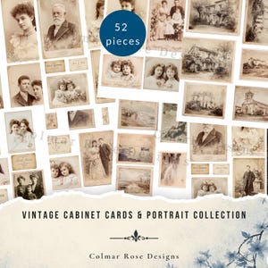 Vintage kabinetkaarten en portretcollectie | Printbare pagina's | Digitale download