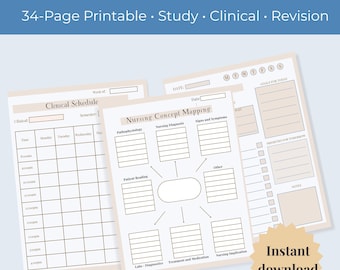 Student Nurse Planner | Printable Study, Clinical, Revision (Digital Download)