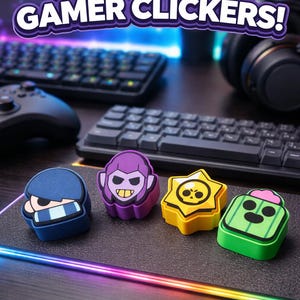 3D Printed Gamer Clicker Fidget Toy | Collectible Desk Accessory, Stress Relief, Sensory Focus