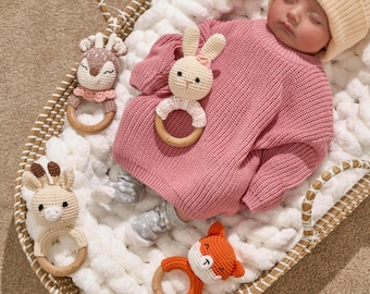 Costum Wooden Baby Rattle: Baby Shower Gift